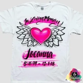 Airbrush Winged Heart Shirt Design