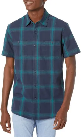 Amazon Essentials Men's Regular-Fit, Short-Sleeve Button-Down Chambray Shirt