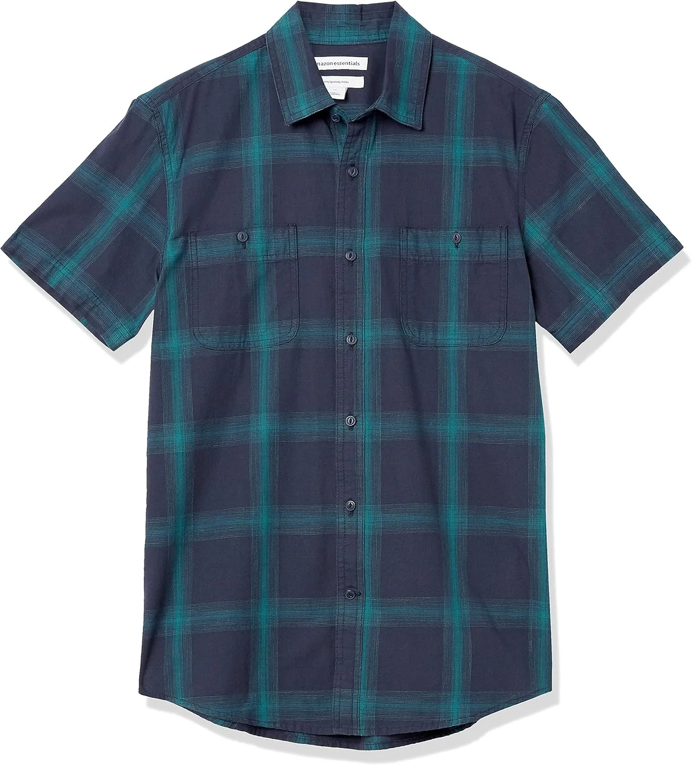 Amazon Essentials Men's Regular-Fit, Short-Sleeve Button-Down Chambray Shirt
