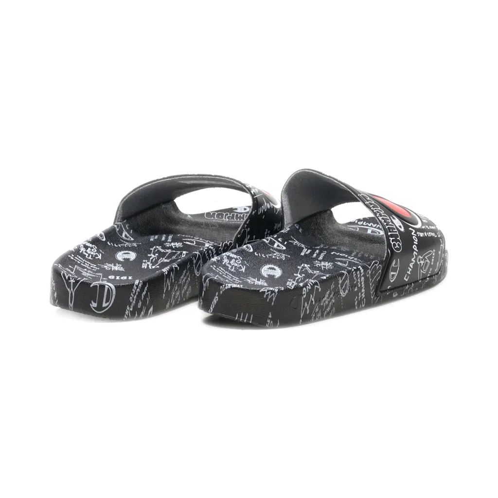 Champion Doodle Sliders Pu Leather Black Colour For Men