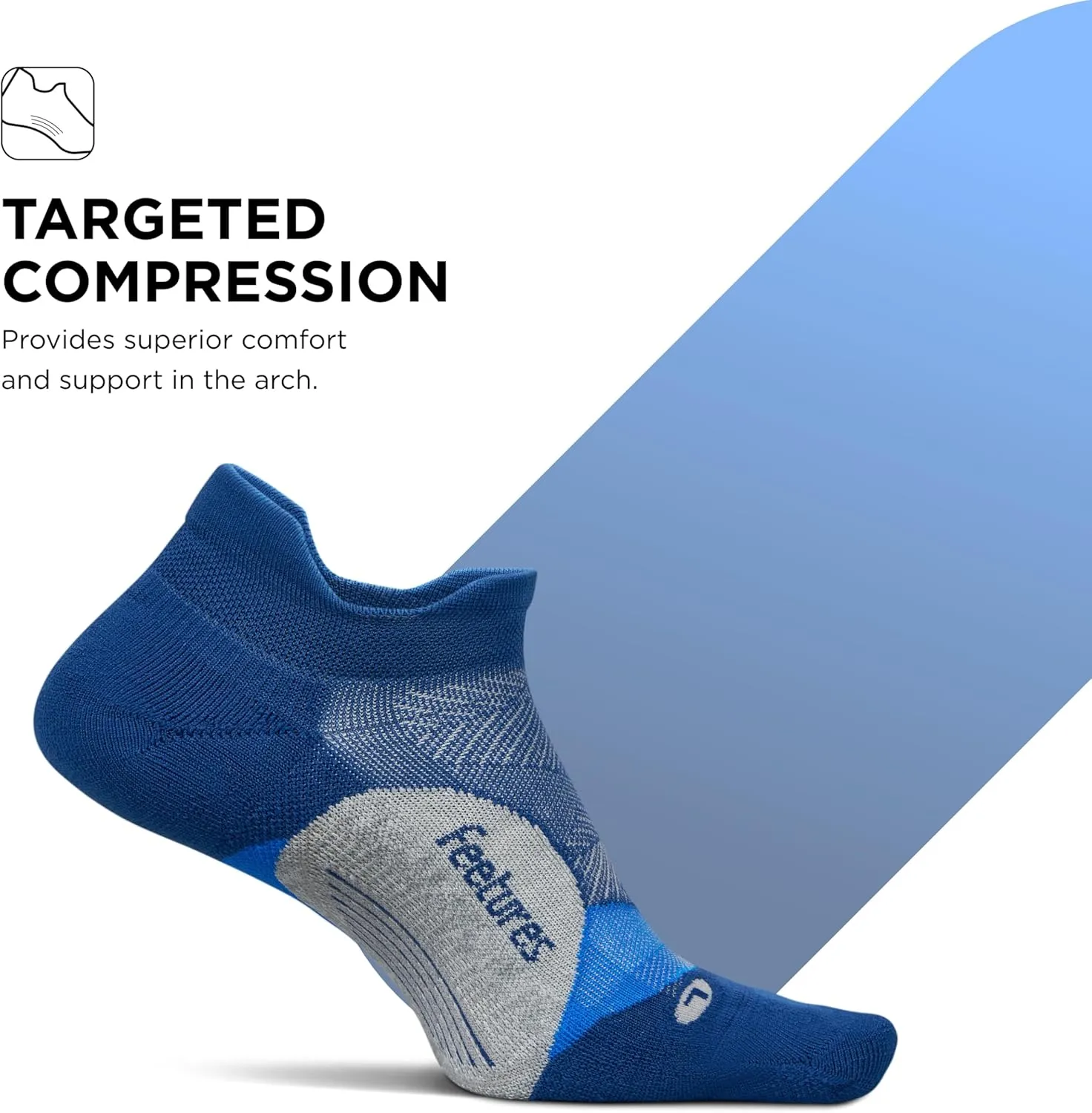 Feetures Elite Light Cushion Mini Crew Sock - Sport Sock with Targeted Compression - (1 Pair)