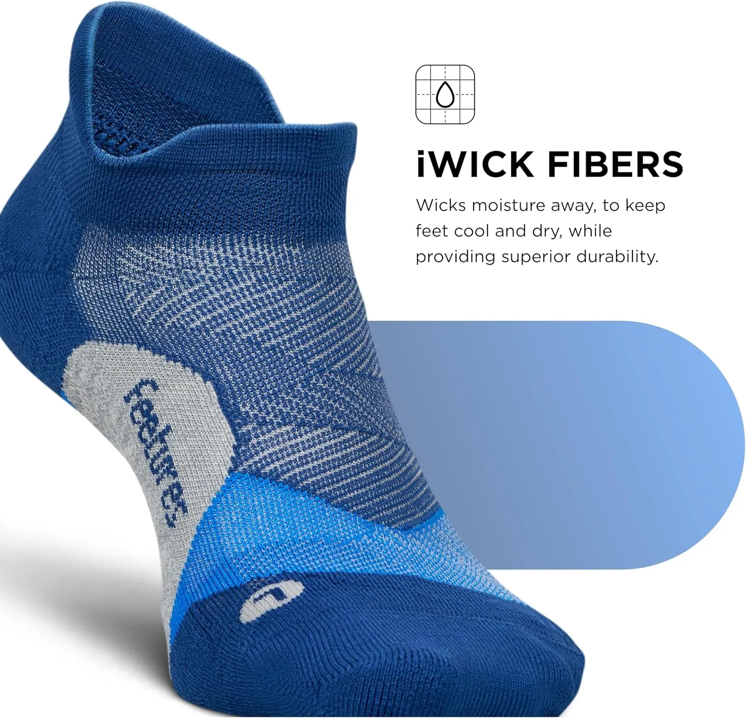 Feetures Elite Light Cushion Mini Crew Sock - Sport Sock with Targeted Compression - (1 Pair)