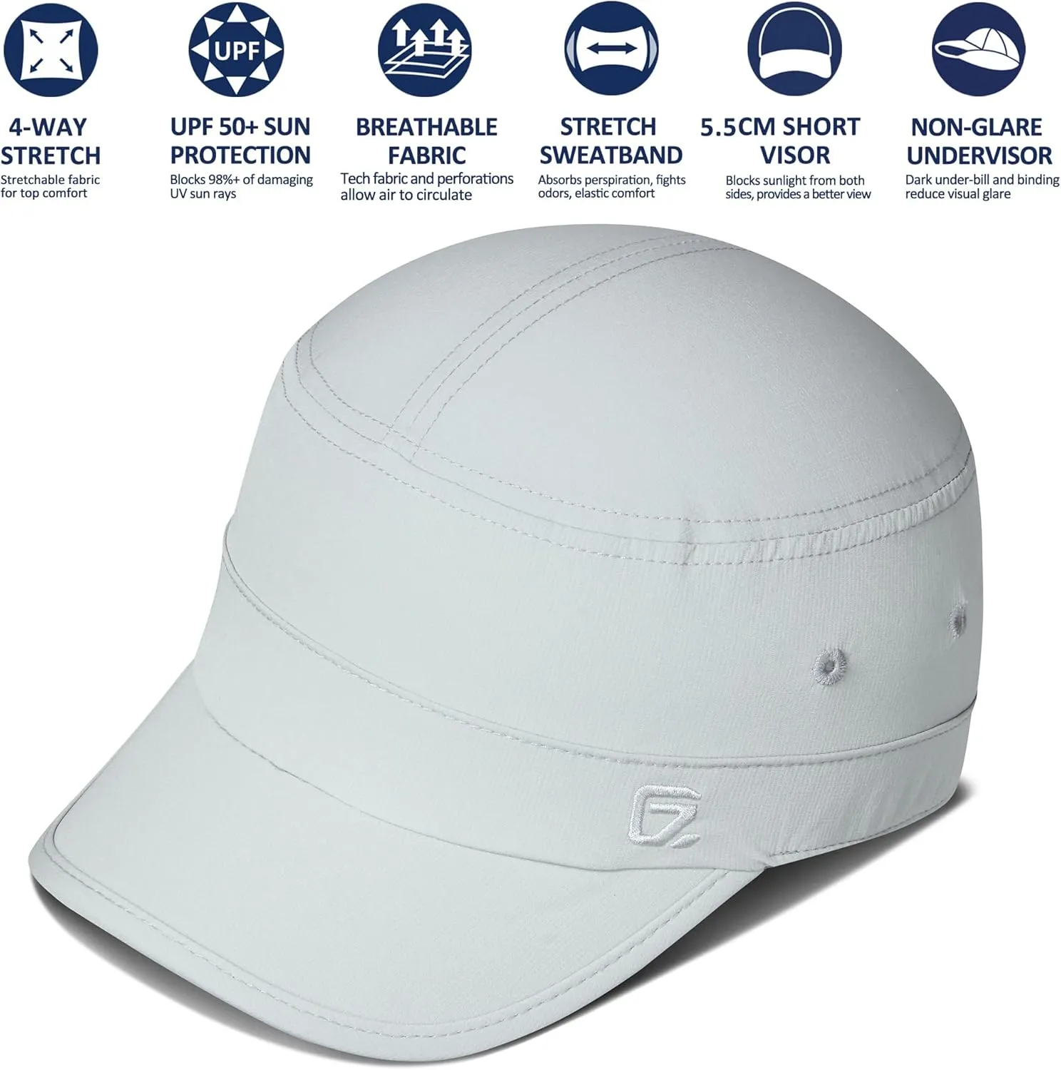GADIEMKENSD Stretch Army Cap Cadet Military Hats Flat Top Baseball Cap Short Bill Breathable