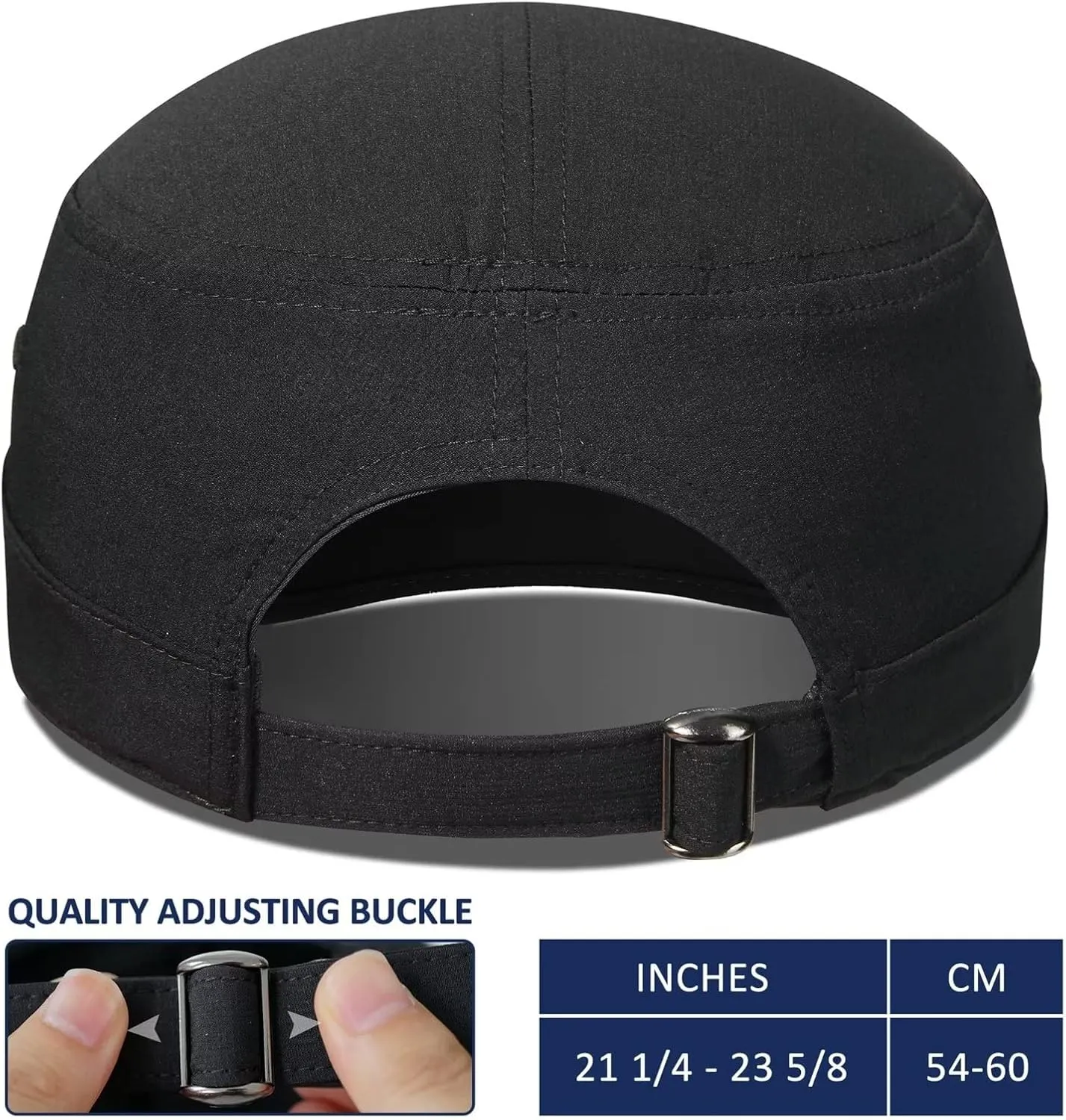 GADIEMKENSD Stretch Army Cap Cadet Military Hats Flat Top Baseball Cap Short Bill Breathable