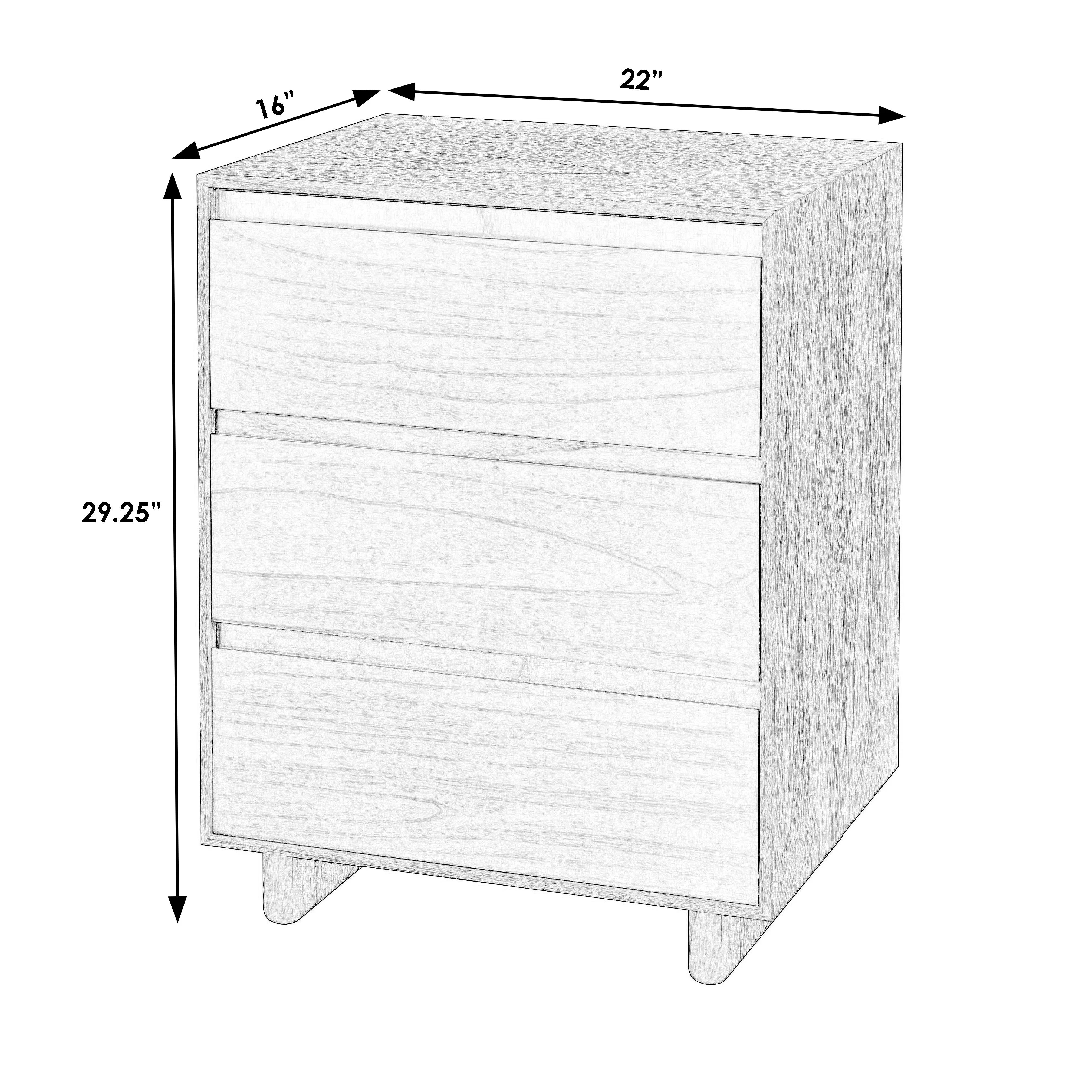 Halmstad Wood Panel 3 Drawer Narrow Nightstand in Brown  5767188