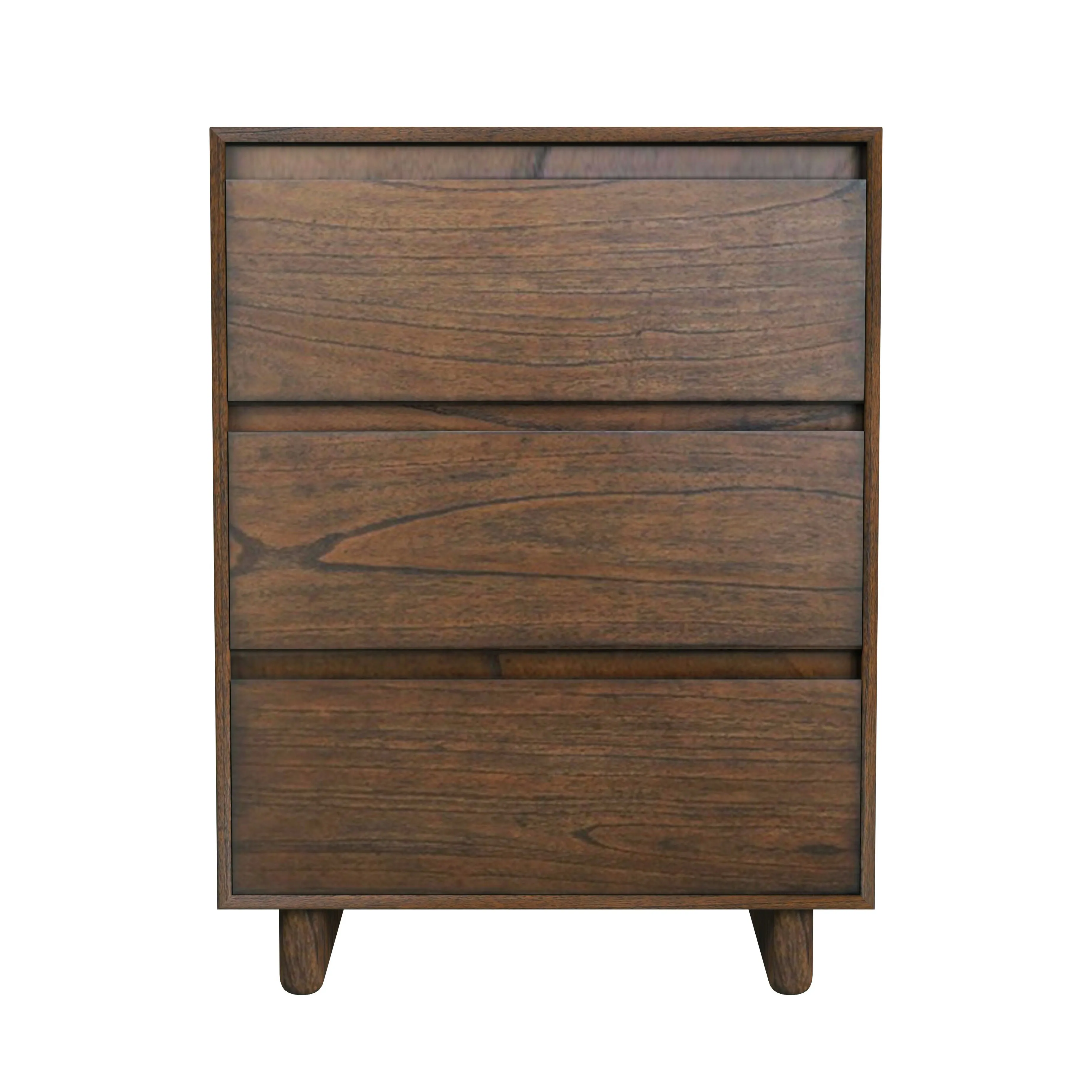 Halmstad Wood Panel 3 Drawer Narrow Nightstand in Brown  5767188