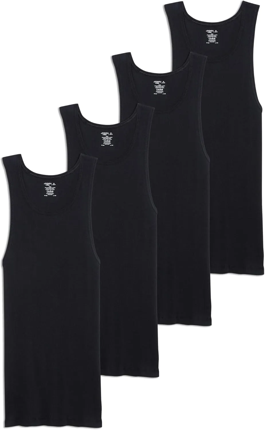 Jockey Men's Undershirt 100% Cotton A-Shirt Tank - 4 Pack