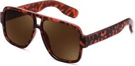 Karsaer Retro 70s Inspired Aviator Eyewear for Men and Women, Double Bridge Square Frame, Bold Pilot Design K7123
