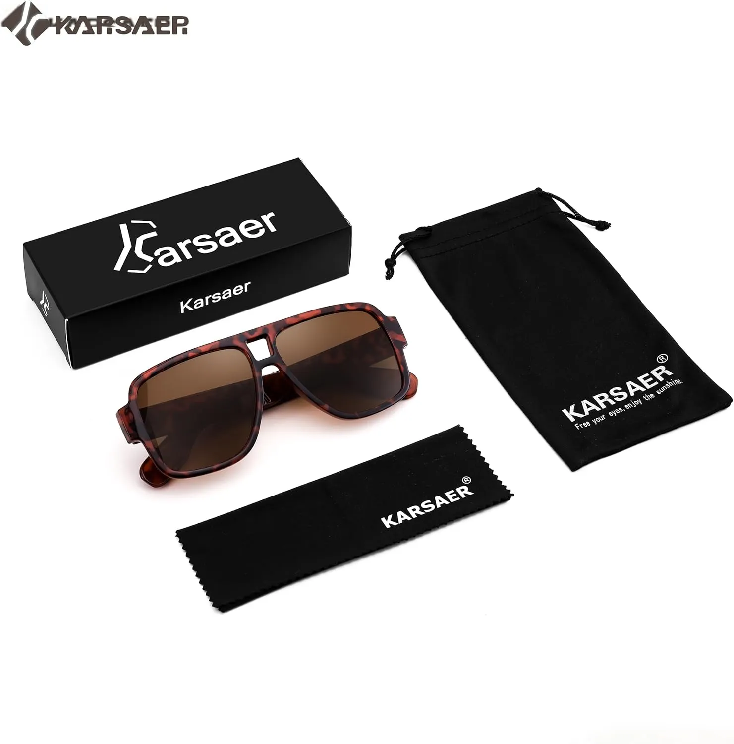 Karsaer Retro 70s Inspired Aviator Eyewear for Men and Women, Double Bridge Square Frame, Bold Pilot Design K7123