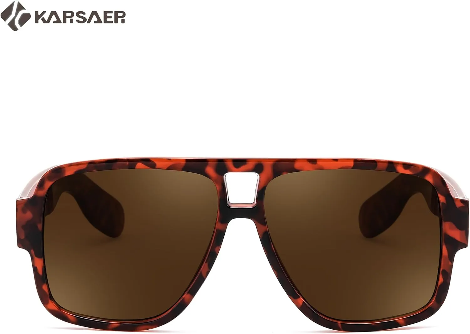 Karsaer Retro 70s Inspired Aviator Eyewear for Men and Women, Double Bridge Square Frame, Bold Pilot Design K7123