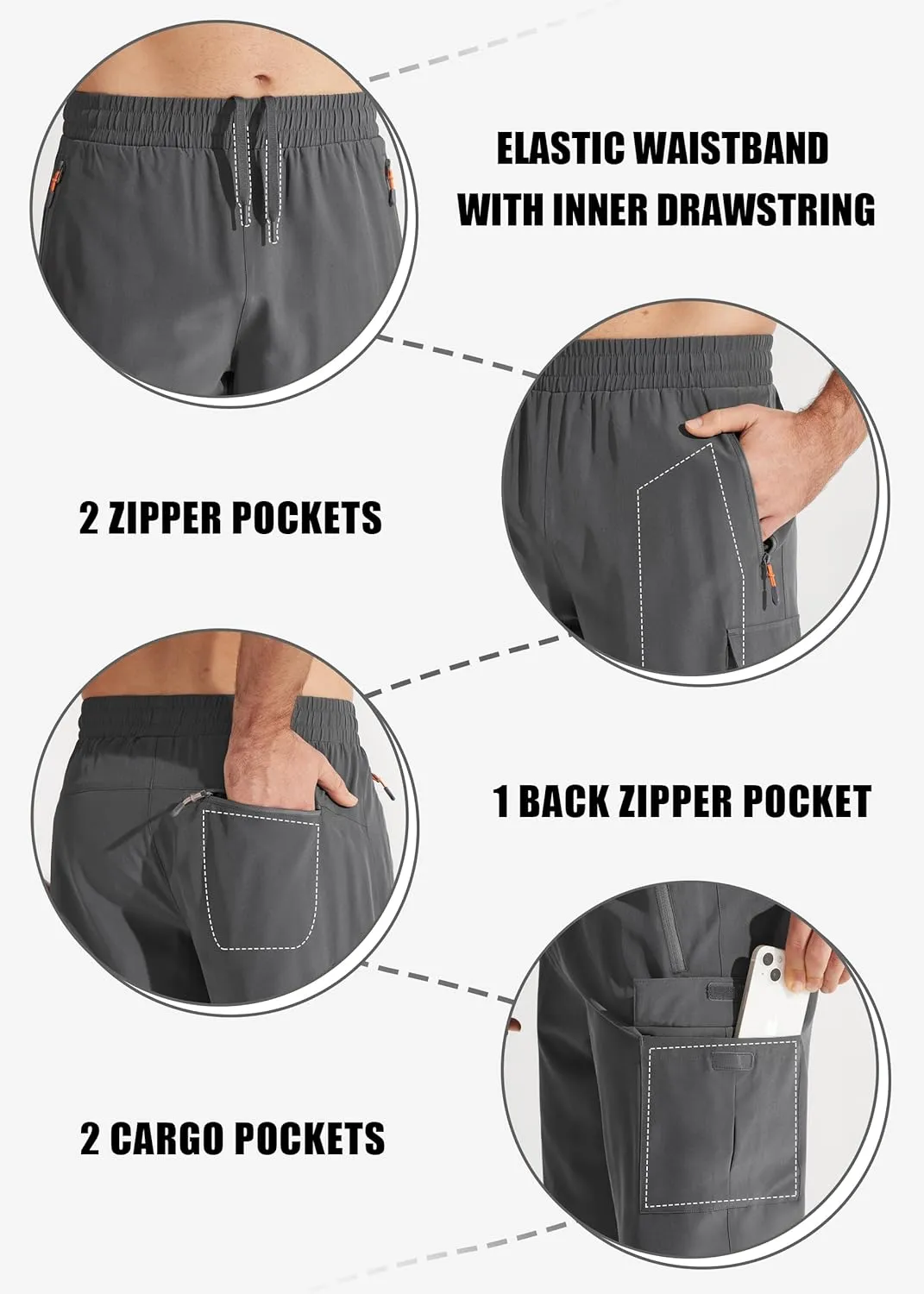 Libin Men's Hiking Cargo Shorts Lightweight Quick Dry Athletic Casual Shorts for Golf Outdoor Active Zipper Pockets