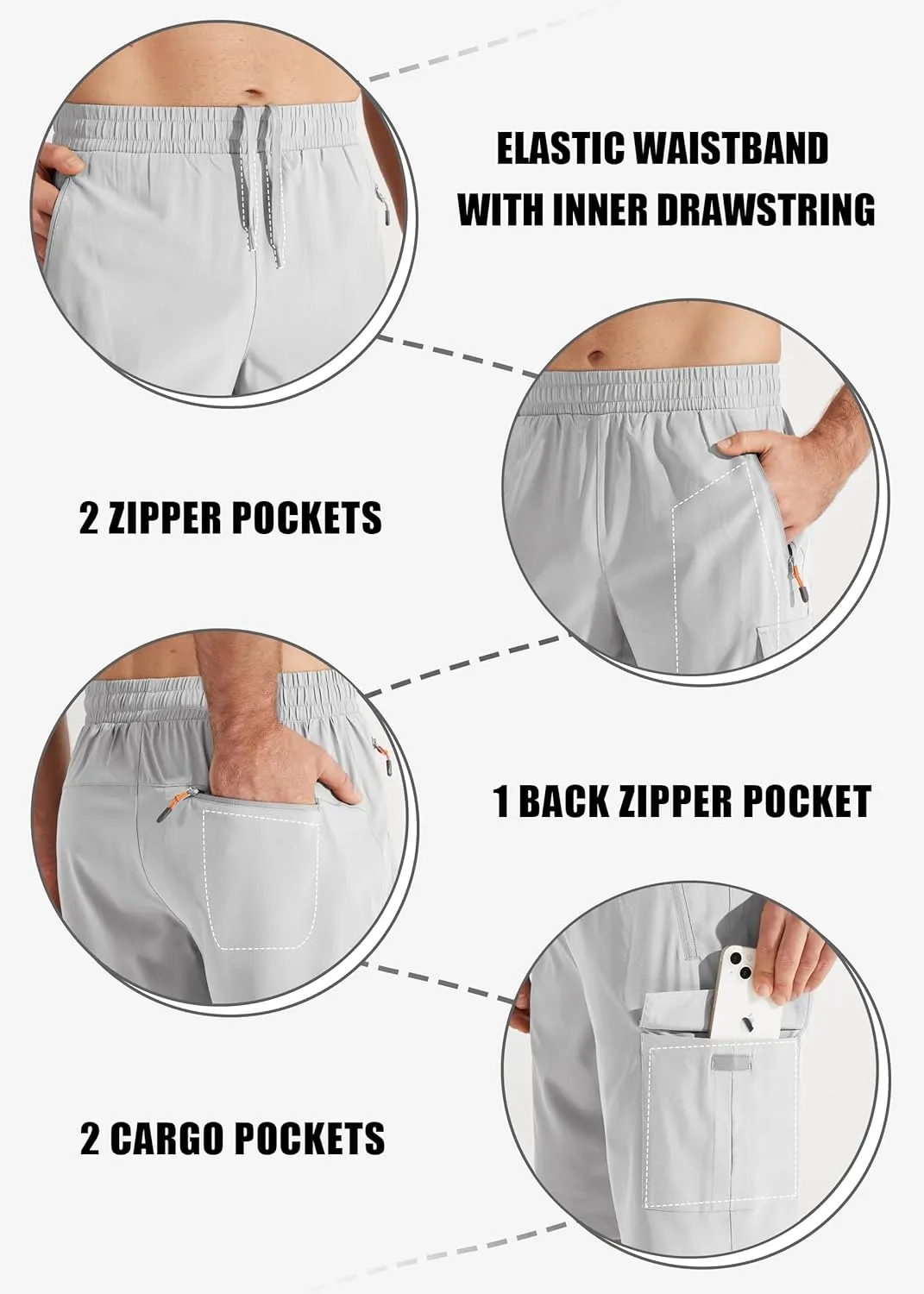 Libin Men's Hiking Cargo Shorts Lightweight Quick Dry Athletic Casual Shorts for Golf Outdoor Active Zipper Pockets