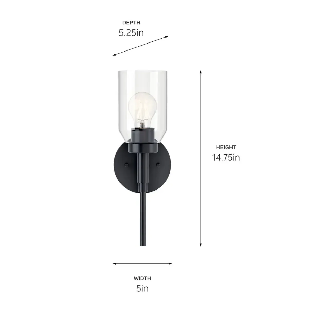 Madden 15" 1-Light Wall Sconce, Black Finish