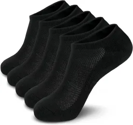 MONFOOT Men's/Women's 5 Pairs Cushion No Show Non slip Socks, Multipack
