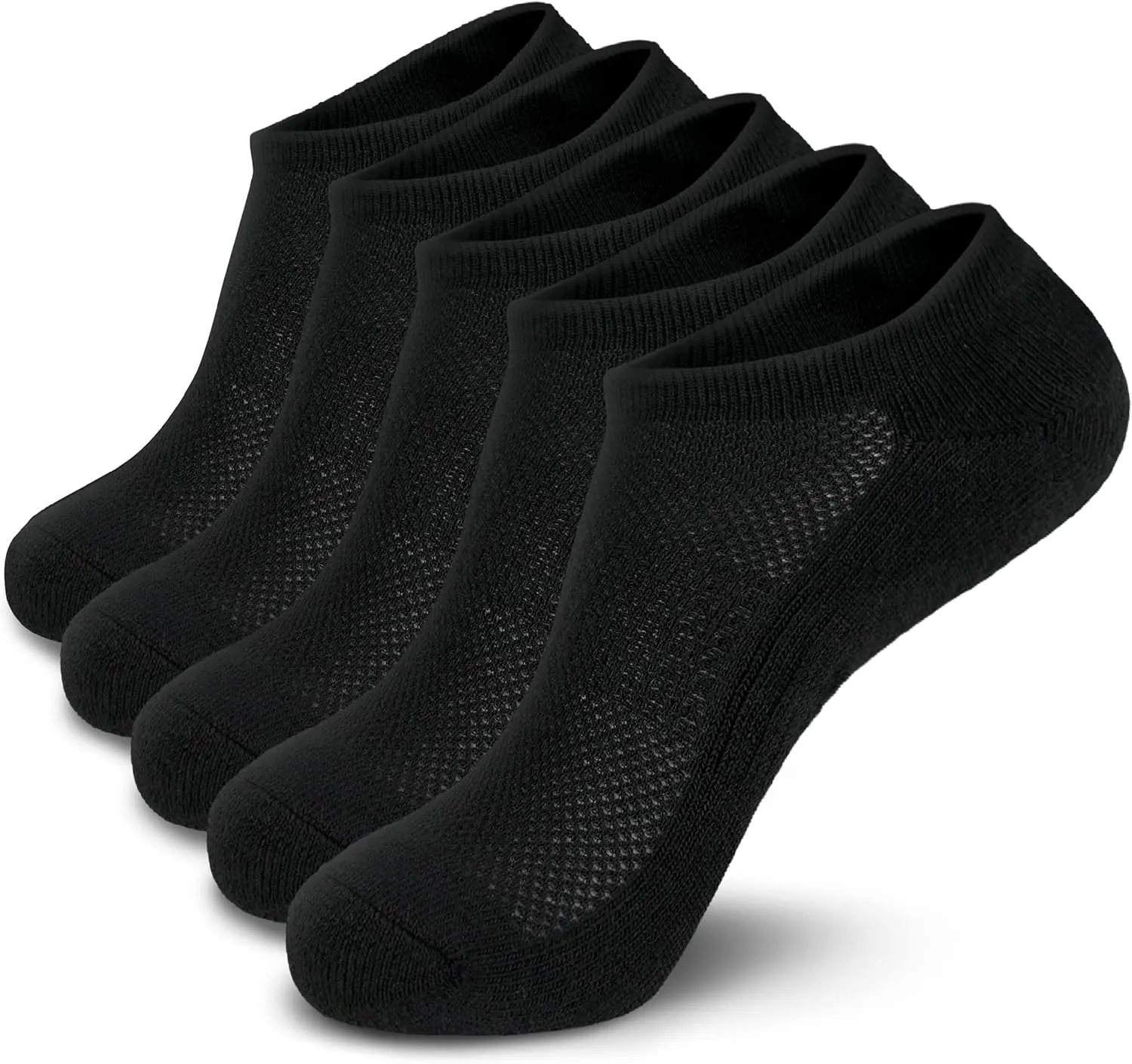 MONFOOT Men's/Women's 5 Pairs Cushion No Show Non slip Socks, Multipack