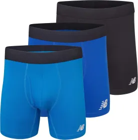 New Balance Men's Performance Boxer Briefs with Fly, Breathable Stretch Underwear, Moisture Wicking, Soft Waistband (3 Pack)
