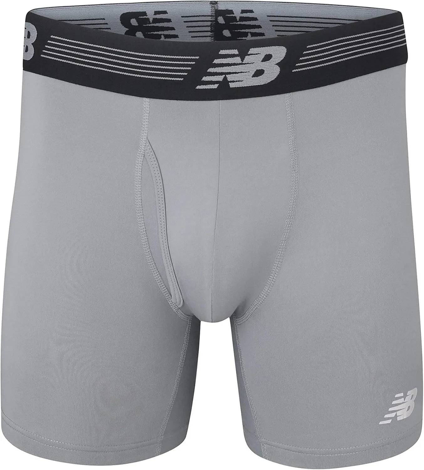 New Balance Men's Performance Boxer Briefs with Fly, Breathable Stretch Underwear, Moisture Wicking, Soft Waistband (3 Pack)
