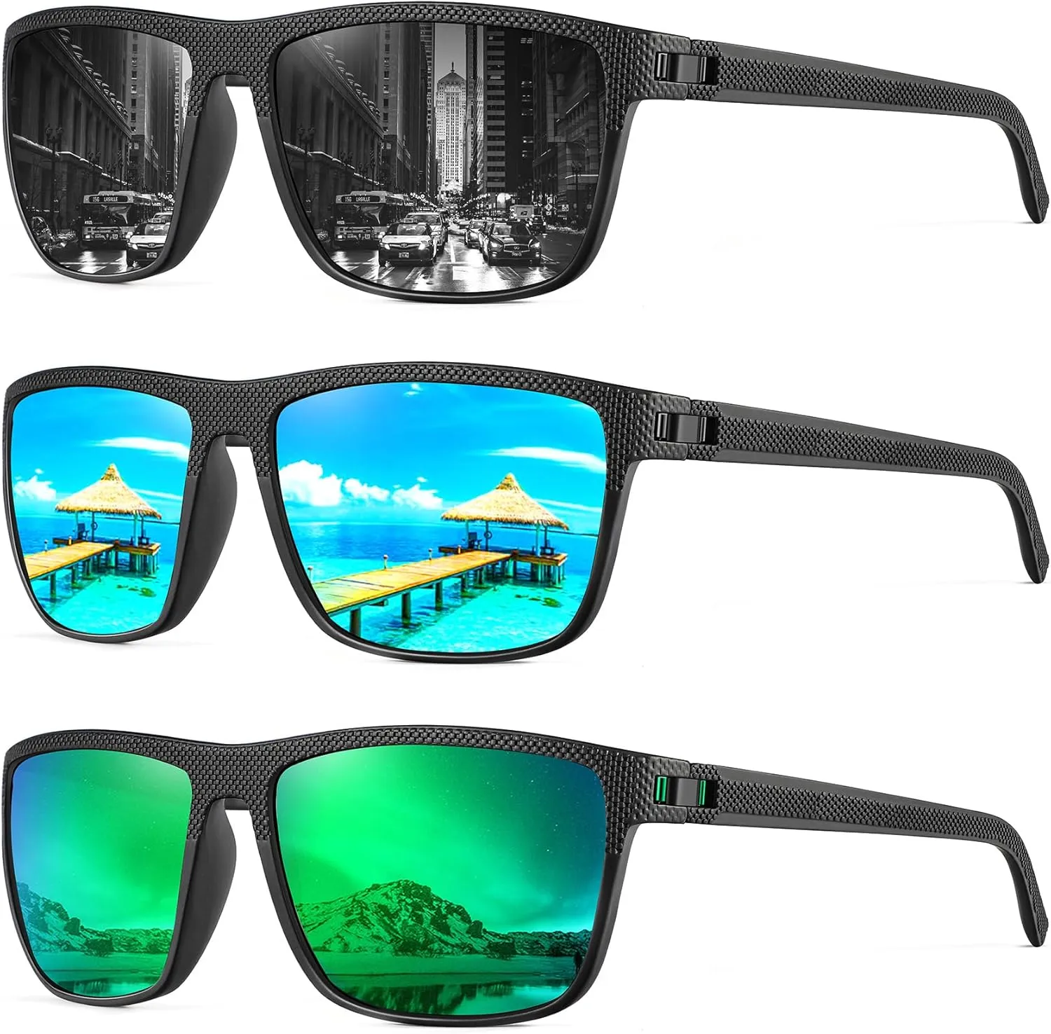 NSSIW Mens-Sunglasses Polarized Sunglasses Men : Classic Sun Glasses with UV Protection for Driving Fishing Golf 4 Packs