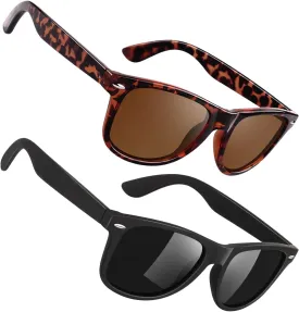 Sunier Polarized Sunglasses for Men and Women, Retro Square Matte Finish UV400 Protection Shades for Driving, Fishing