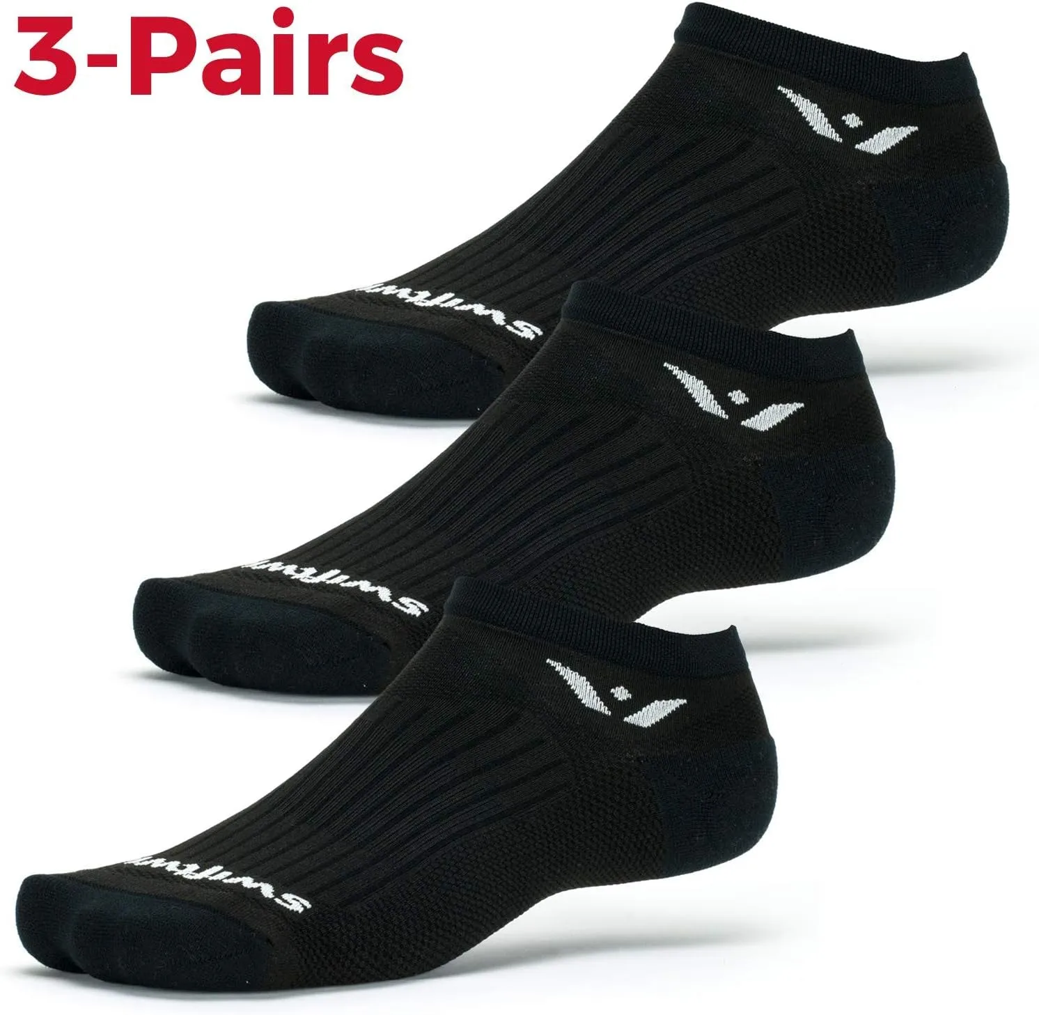 Swiftwick - PERFORMANCE No Show (3 Pairs) Running & Golf Socks, Cushioned No-Show