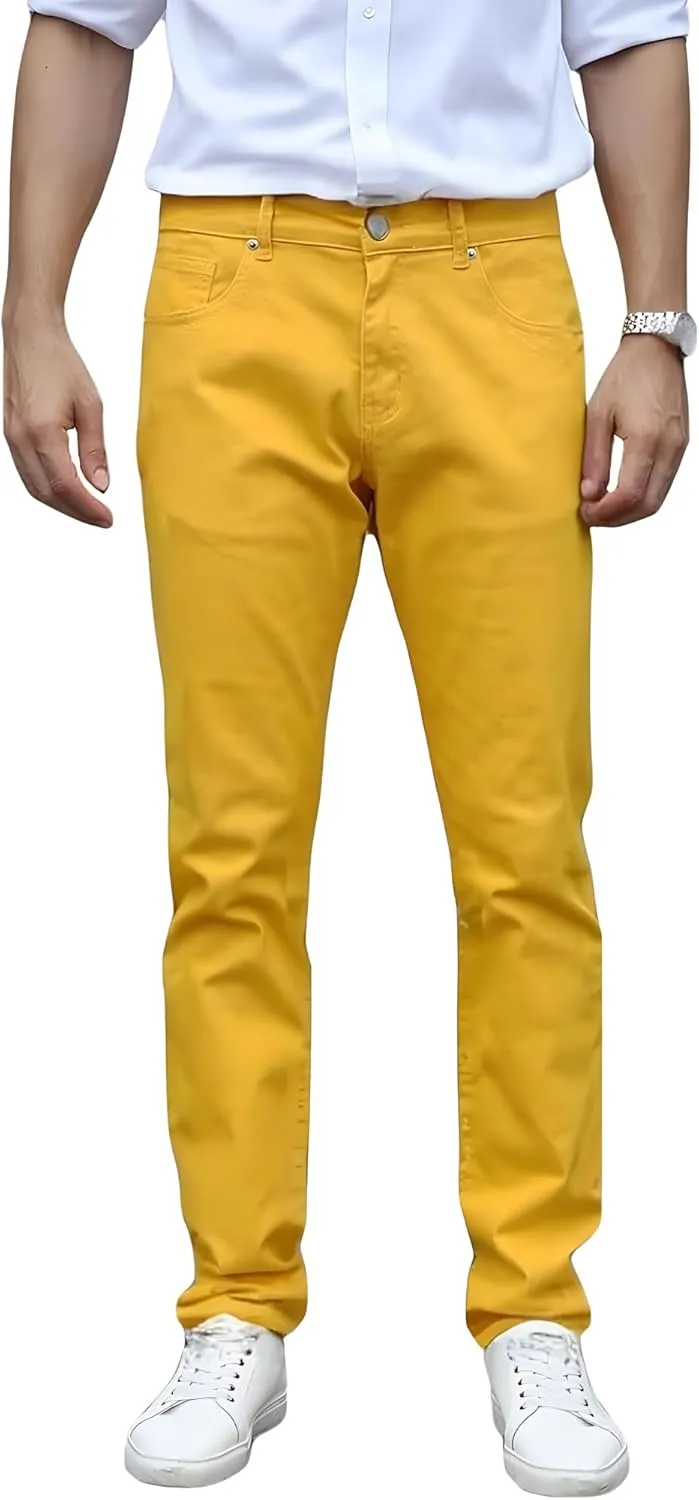 TEGIAS Men's Slim-Fit Stretch Plaid Jean Classic Comfort Regular Fit