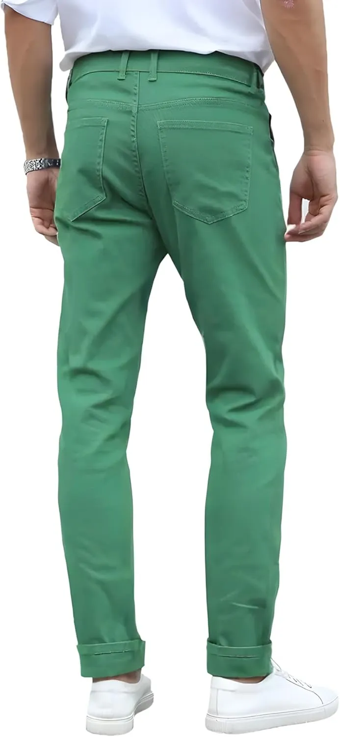 TEGIAS Men's Slim-Fit Stretch Plaid Jean Classic Comfort Regular Fit