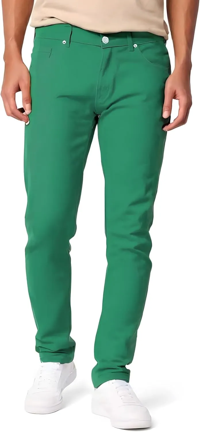 TEGIAS Men's Slim-Fit Stretch Plaid Jean Classic Comfort Regular Fit