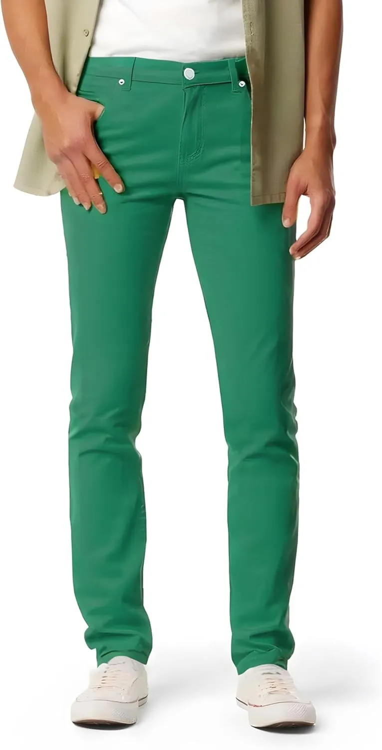 TEGIAS Men's Slim-Fit Stretch Plaid Jean Classic Comfort Regular Fit