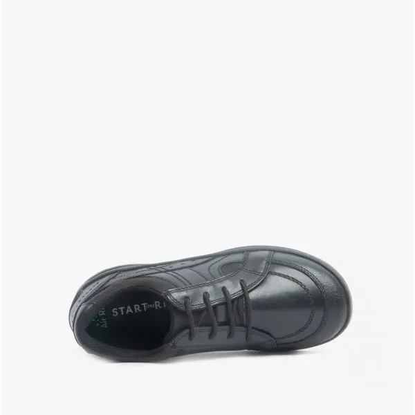 YOYO Boys Leather Lace Up School Shoes Black