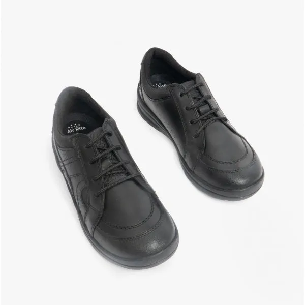 YOYO Boys Leather Lace Up School Shoes Black