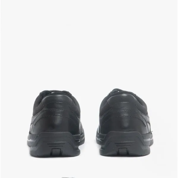 YOYO Boys Leather Lace Up School Shoes Black