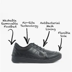 YOYO Boys Leather Lace Up School Shoes Black